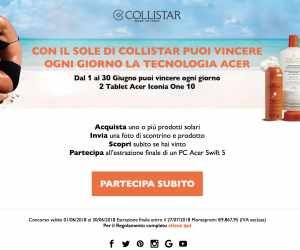 Con il Sole di Collistar puoi vincere ogni giorno la tecnologia Acer