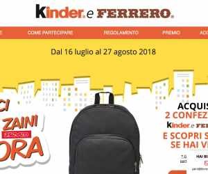 CON KINDER E FERRERO PUOI VINCERE 10 ZAINI ALL’ORA