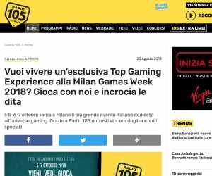 SOLO CON RADIO 105 VIVI LA TOP GAMING EXPERIENCE A MGW18