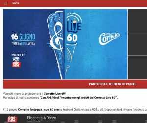 CON RDS VINCI L’INCONTRO CON GLI ARTISTI DEL CORNETTO LIVE 60°