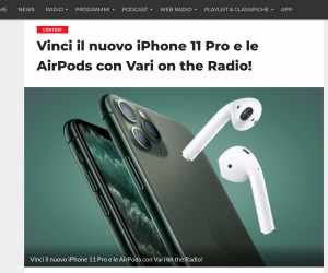 VINCI L’IPHONE 11 PRO E LE AIRPODS CON VARI ON THE RADIO
