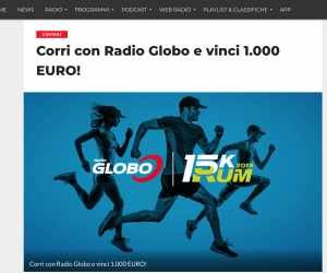 CORRI CON RADIO GLOBO E VINCI 1000 EURO