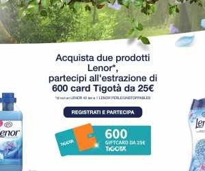 Acquista 2 prodotti Lenor e vinci 1 Card Tigotà buono spesa da 25€