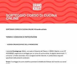 SORTEGGIO CORSO DI CUCINA ONLINE @Grandkrustitalia