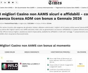 Premium Times I migliori Casino non AAMS con bonus