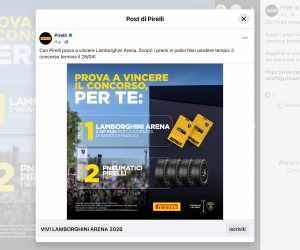 Vivi Lamborghini Arena 2026 con Pirelli