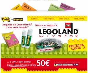 CON POST-IT® CUBI E SCOTCH® COLLA STICK VINCI BUONI PROMOSHOPPING E VOLI A LEGOLAND™