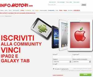 VINCI IPAD2 E GALAXY TAB CON LA COMMUNITY DI INFOMOTORI.COM!