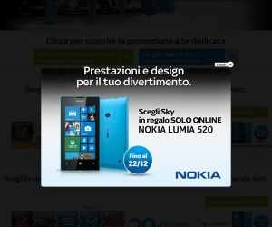 Aderisci on-line e Sky ti premia con un Nokia Lumia 520 Cyan