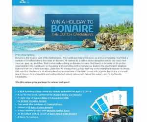 Win a holiday to Bonaire, Dutch Caribbean - Vinci una vacanza a Bonaire, Antille Olandesi