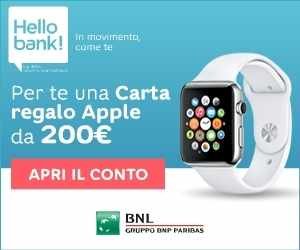 HELLO BANK! TI REGALA UN BUONO APPLE DA 200€