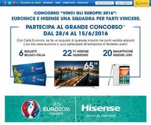 Vinci gli europei con Carta Euronics e Hisense