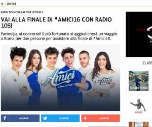 VAI ALLA FINALE DI AMICI CON RADIO 105