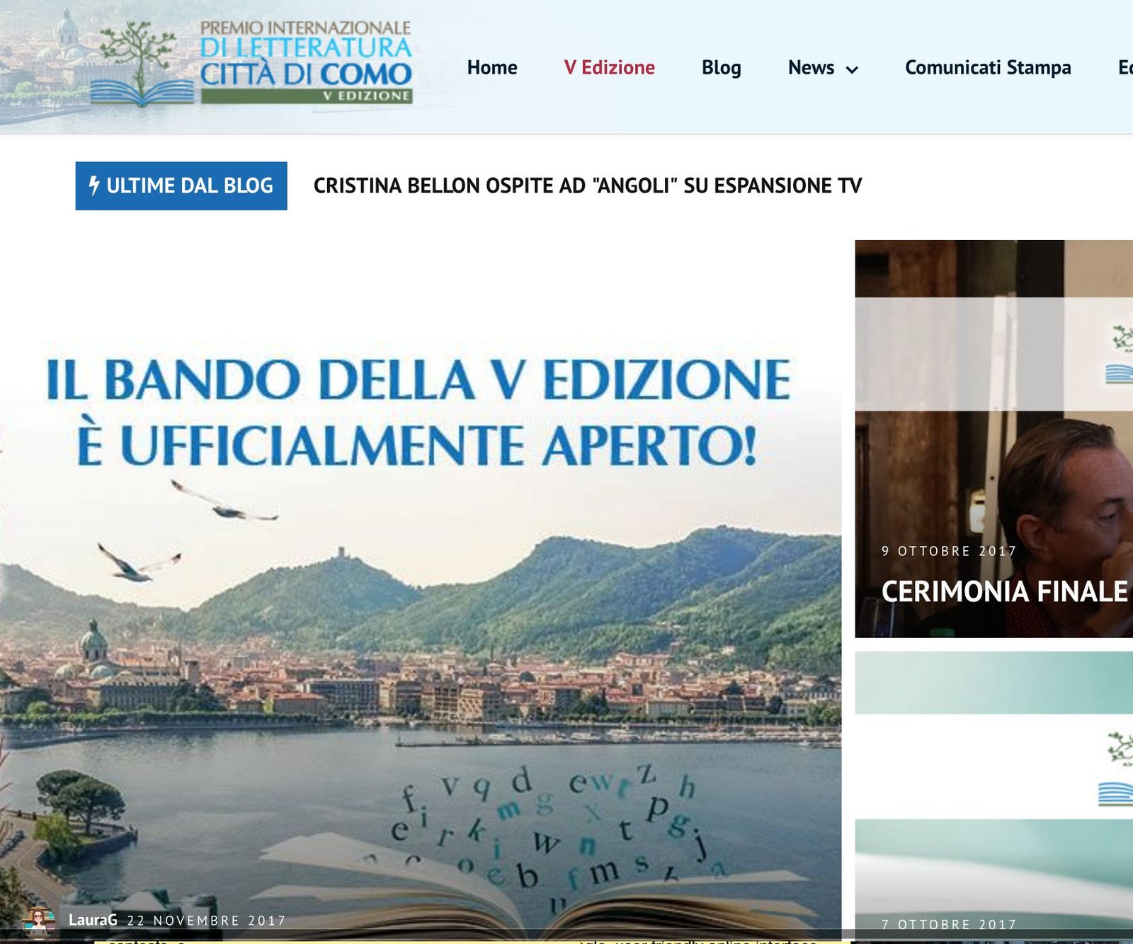 Premio Internazionale di Letteratura Città di Como V Edizione Premi e Concorsi Premio Internazionale di Letteratura Città di Como V Edizione Premi e Concorsi