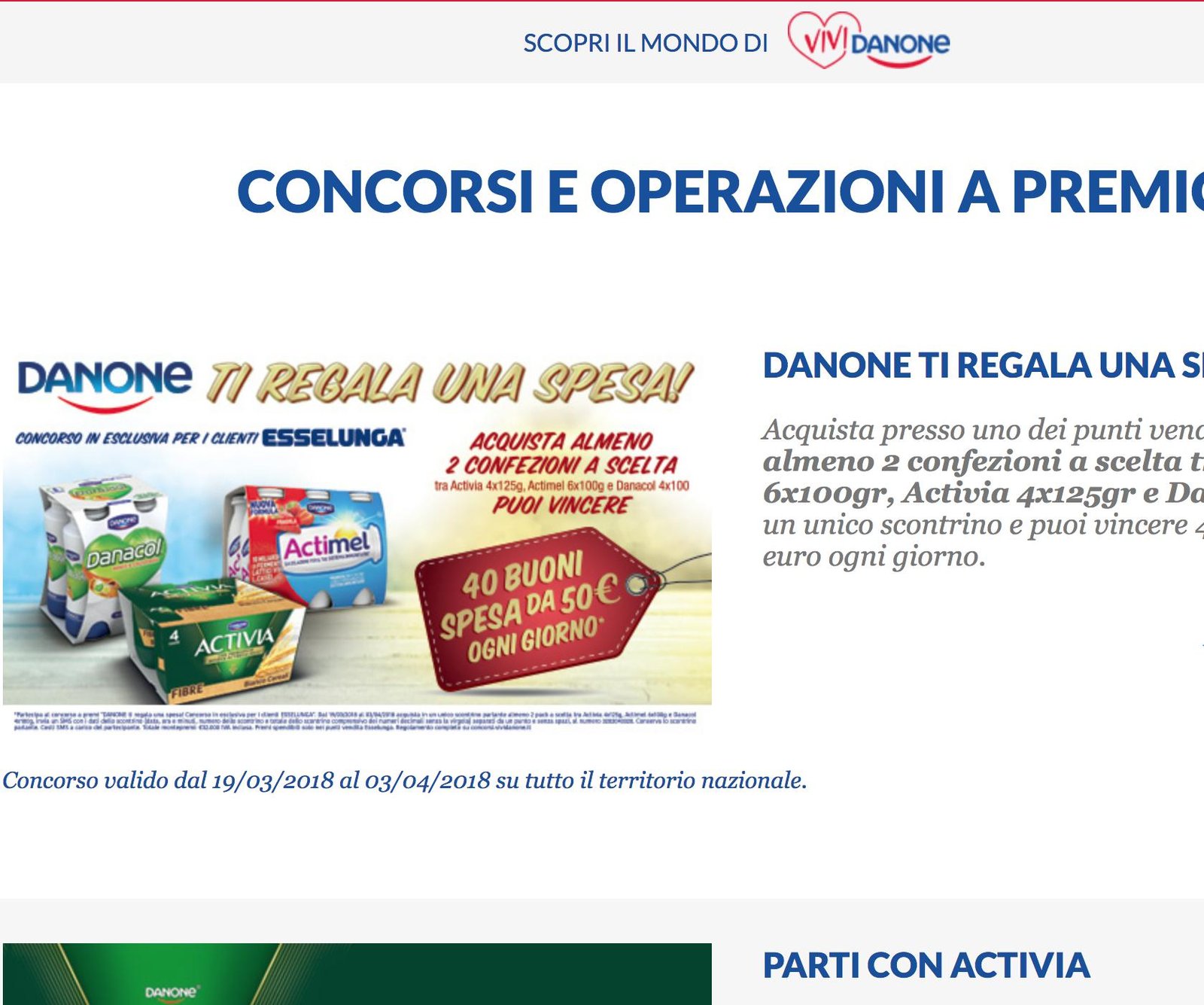 Danone Ti Regala Una Spesa Concorso In Esclusiva Per I Clienti Esselungae Premi E Concorsi