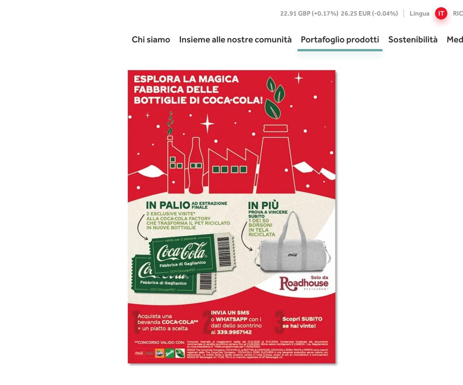 Concorso CON ROADHOUSE ESPLORA IL MONDO DI COCACOLA Premi e Concorsi